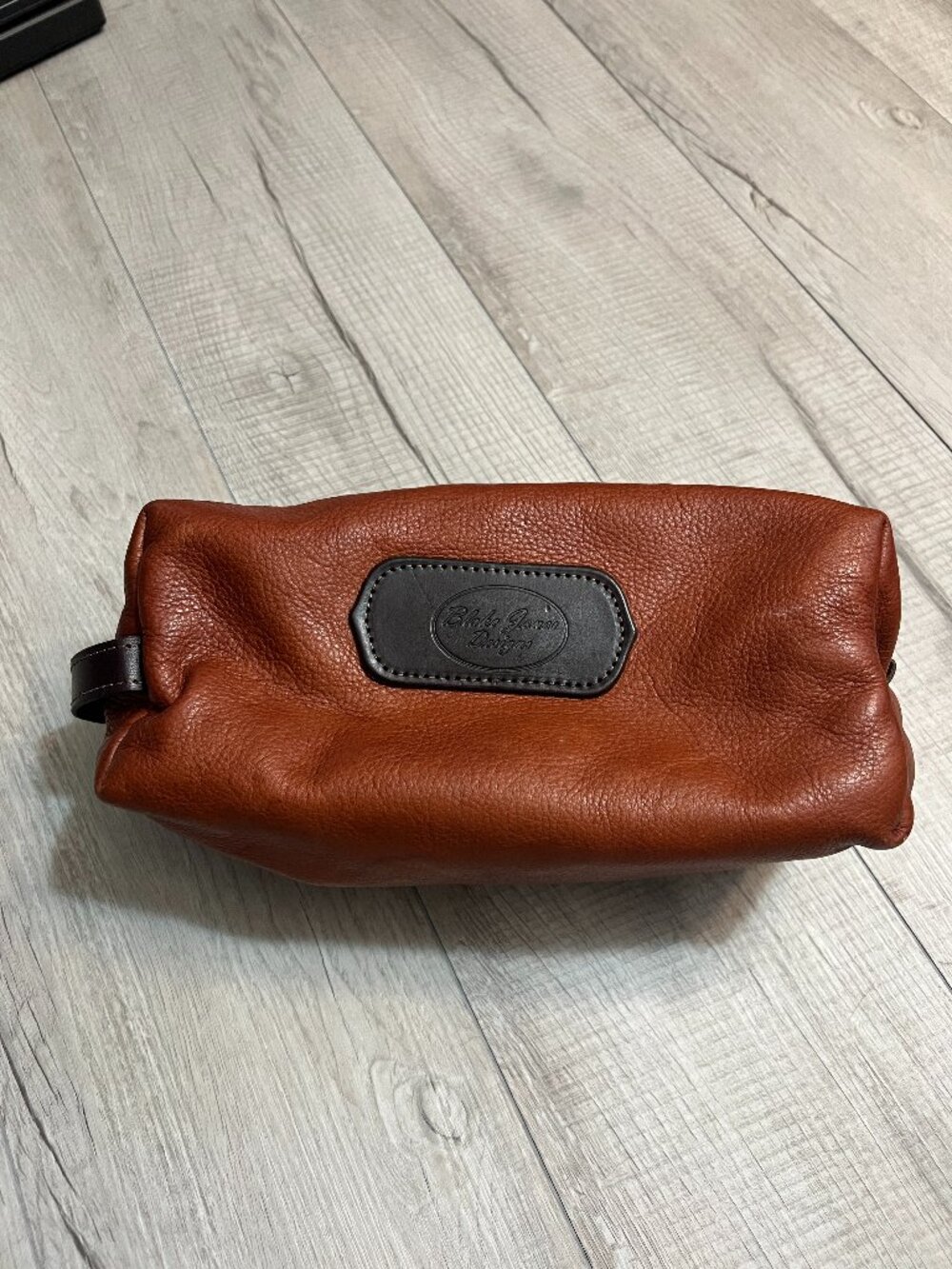 Blake Jones Designs Genuine Leather Travel Toiletry Bag Cognac LenZip Handmade